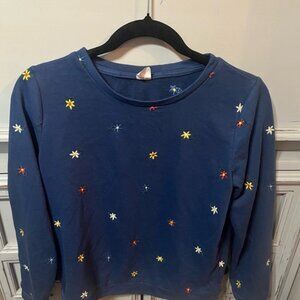 Blue Long Sleeve Tee with Star-Like Embroidery- Evsie by Maurice’s. Size 13/14
